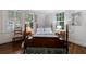 Cozy bedroom with a wooden bed frame, shuttered windows, and hardwood floors creating a warm retreat at 2260 Peachtree Nw Rd # B4, Atlanta, GA 30309