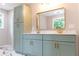 Stylish bathroom with marble countertops, double sinks and lots of cabinet space at 45 Driskell Ave, Mableton, GA 30126