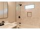 Well-lit bathroom with a tub-shower combination and stylish matte black fixtures at 45 Driskell Ave, Mableton, GA 30126