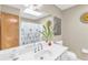 Bright bathroom with a white vanity, stylish mirror, and decorative plants adding a fresh touch at 400 Little John Nw Dr, Lilburn, GA 30047