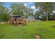 A spacious backyard with mature trees, a deck, and ample space for outdoor activities at 1031 Washington Ave, Woodstock, GA 30188