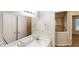 Bright bathroom featuring double sinks with modern fixtures and ample counter space at 3001 Donamire Nw Ave, Kennesaw, GA 30144