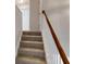 Carpeted stairway with wood railing at 3001 Donamire Nw Ave, Kennesaw, GA 30144