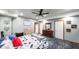 Finished basement bedroom with modern fixtures, a ceiling fan, and plenty of storage at 6945 John Rivers Rd, Fairburn, GA 30213