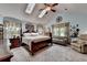 Spacious primary bedroom with vaulted ceiling, skylights, seating area, and carpet at 1019 Wolf Springs Ct, Lawrenceville, GA 30043