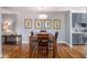 Dining area with dark-stained wood floors, gray walls, and modern artwork at 195 14Th St # 902, Atlanta, GA 30309