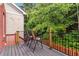 Private deck overlooking lush greenery, offering a serene outdoor space with chairs for relaxation at 5933 Brookside Oak Cir, Norcross, GA 30093