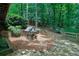 Enjoy the lush, wooded backyard with a charming playhouse and private patio area at 2045 Barrett Downs Dr, Cumming, GA 30040