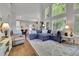 Spacious living room with hardwood floors, high ceilings, large windows, and an open layout at 2045 Barrett Downs Dr, Cumming, GA 30040