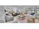 Spacious living room flows into the kitchen, complete with fireplace, large windows and comfortable seating at 280 Woods Creek Drive, Suwanee, GA 30024
