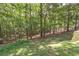 Large wooded backyard is partially cleared and features a tiered retaining wall at 5581 Fox Glove Ct, Douglasville, GA 30135