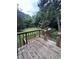 Wooden deck overlooking a fenced backyard with mature trees and shade at 2169 Tiffany Ln, Lithonia, GA 30058