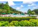 Large community pool with ample seating, umbrellas, and surrounded by mature trees and landscaping at 615 Brookwater Dr, Stockbridge, GA 30281