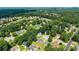 An aerial view of homes nestled in a lush green neighborhood with mature trees and well maintained landscaping at 625 Hickory Nobb, Sugar Hill, GA 30518