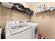 Laundry room equipped with a modern washer and dryer, and shelving for storage at 625 Hickory Nobb, Sugar Hill, GA 30518