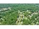 Aerial view of a neighborhood featuring a home surrounded by lush greenery at 5826 Andover Way, Tucker, GA 30084