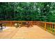 Inviting outdoor deck featuring wood railings, a grill, and string lights amid a lush green backdrop for serene outdoor living at 5826 Andover Way, Tucker, GA 30084