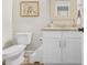 Powder room with modern fixtures, granite countertop and step stool at 2326 Britt St, Grayson, GA 30017
