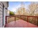 Large deck offering ample outdoor living space with a view of the backyard and wooded area at 4865 Fourth Rail Ln, Cumming, GA 30040