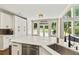 Bright kitchen with white cabinets, quartz countertops and access to the backyard at 2055 Beacon Hill Way, Alpharetta, GA 30005