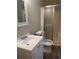 A bright bathroom showcases a white vanity, toilet, and shower, creating a clean and functional space at 2475 Cajun Dr, Marietta, GA 30066