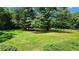Expansive grassy yard surrounded by mature trees and a wooden fence, offering privacy at 5300 Haynes Creek Dr, Loganville, GA 30052