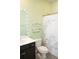Bathroom featuring a vanity with mirror, toilet, and shower with a floral curtain at 3739 In Bloom Way, Auburn, GA 30011