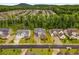 An aerial view of a residential neighborhood showcases lush greenery and well-maintained homes at 4960 Iris St, Cumming, GA 30040