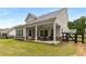 Exterior view of the home showcasing a well-manicured backyard, covered patio and black wooden fence at 4960 Iris St, Cumming, GA 30040