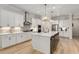 Modern kitchen featuring white cabinetry, stainless steel appliances, and a large center island with seating at 4960 Iris St, Cumming, GA 30040