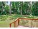 Wooden deck with view of grassy yard and many tall trees at 2983 Trotters View Way, Snellville, GA 30039