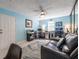 Bright and airy office space with two desks, a ceiling fan, and light blue walls to create a calming work environment at 104 Powell Cv, Decatur, GA 30030