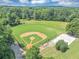 Aerial view of ball field and sand volleyball court, a recreational space for outdoor activities at 4157 Berkeley Nw Lndg, Kennesaw, GA 30144