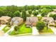 Aerial view showcasing a neighborhood with lush landscaping and well-maintained lawns at 4978 Arborview Pkwy, Acworth, GA 30101