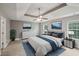 Serene bedroom with a tray ceiling, neutral colors, carpeted floors, and plenty of natural light at 176 Windy Cir, Mcdonough, GA 30253