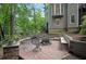 Backyard brick patio featuring seating, fire pit and stone retaining wall at 1170 Spring Oak Way, Cumming, GA 30041