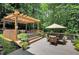 Backyard deck featuring a pergola, a hot tub, foliage, and seating at 1170 Spring Oak Way, Cumming, GA 30041