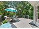 Inviting outdoor deck with a patio table and lush greenery views, perfect for outdoor dining and relaxation at 4875 Rivercliff Sw Trce, Lilburn, GA 30047