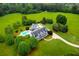 Expansive estate aerial view featuring a pool, circular driveway, and lush green landscaping at 1415 N Flat Rock Rd, Douglasville, GA 30134