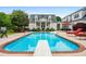 Beautiful pool and outdoor patio area with lounge furniture for relaxing in a private backyard setting at 1415 N Flat Rock Rd, Douglasville, GA 30134