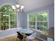 Bright breakfast nook with large windows and chandelier lighting, showcasing natural light and an eat-in area at 55 Legend Creek Cv, Douglasville, GA 30134