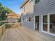 Wooden deck shows off the exterior with gray siding, and a door leading inside for easy access to outdoor space at 358 Woodbrook Crst, Canton, GA 30114
