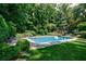 Beautiful in-ground pool with a stone patio surrounded by lush landscaping at 510 Heards Ferry Rd, Atlanta, GA 30328
