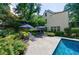 The backyard features a beautiful in-ground pool with poolside lounge chairs and manicured landscaping at 510 Heards Ferry Rd, Atlanta, GA 30328