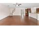 Spacious living room with hardwood floors and staircase leading to upper level at 522 Spring View Dr, Woodstock, GA 30188