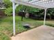 Backyard patio with a firepit and a wooded view at 3587 Plum Creek Nw Trl, Kennesaw, GA 30152