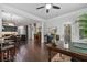 Open floor plan shows office space, kitchen, and dining area for easy living at 452 Rockford Pass, Marietta, GA 30064