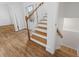 A staircase featuring wood stairs, white wood trim, and hardwood floors at 1711 Summit Glen Ln, Atlanta, GA 30329