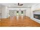 Spacious living room with hardwood floors, fireplace, and open layout at 5236 Forest Brook Pkwy, Marietta, GA 30068