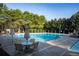 Community swimming pool with lounge chairs and tables, perfect for relaxing on sunny days at 141 Olde Heritage Way, Woodstock, GA 30188